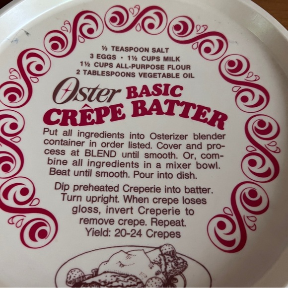 Oster Vintage Mid Century Modern MCM Atomic Crepe Recipe Plate - Picture 4 of 4